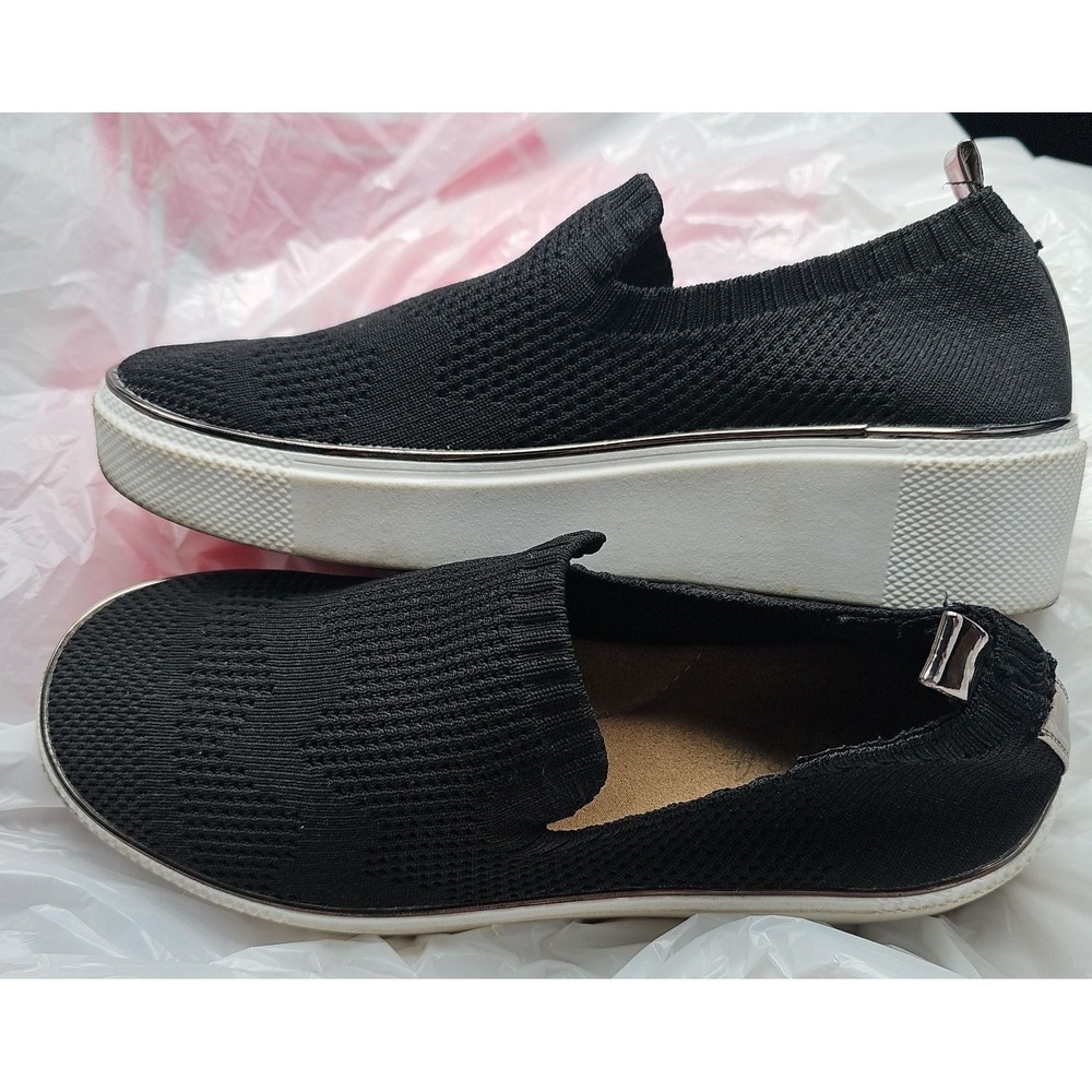 Black Knit Slip on Platform Loafers Prep Minimalist Delani Shoes Size 8 # - Picture 1 of 7